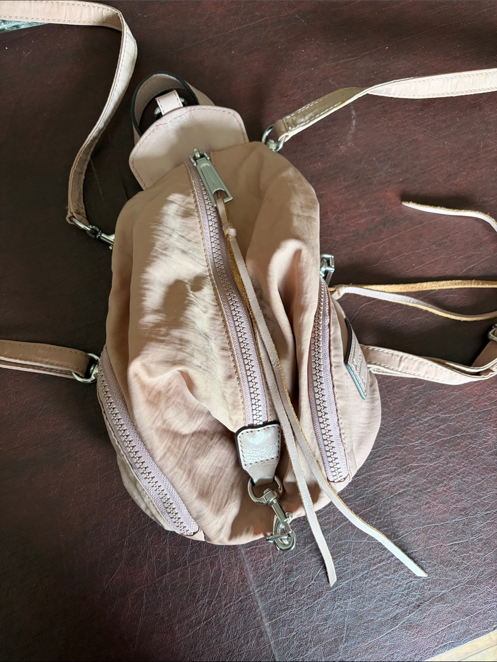 Rebecca Minkoff Blush Pink MINI Sling Backpack - Picture 2 of 3